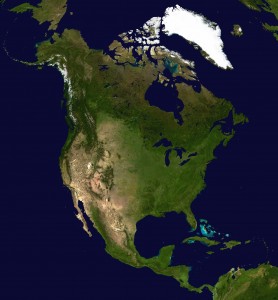 Composite satellite image of North America